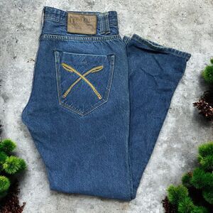 Akoo Brand Classic Straight Leg Denim Cotton Blue Jeans Men's Size 36 x 32